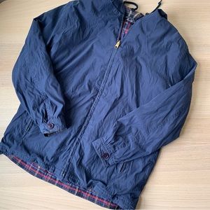 Talbots Navy Blue Windbreaker Jacket Sz 8 Hooded Zipper Lined Anorak Vintage